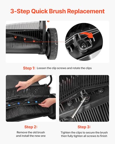Image of VEVOR 3 Packs Lawn Sweeper Brush Replacement, Compatible with VEVOR 26 in Lawn & Leaf Collector Sweepers, Yard Sweeper Brush Paddle with Durable V-Shaped Bristles for Easy Grass Leaf Cleanup