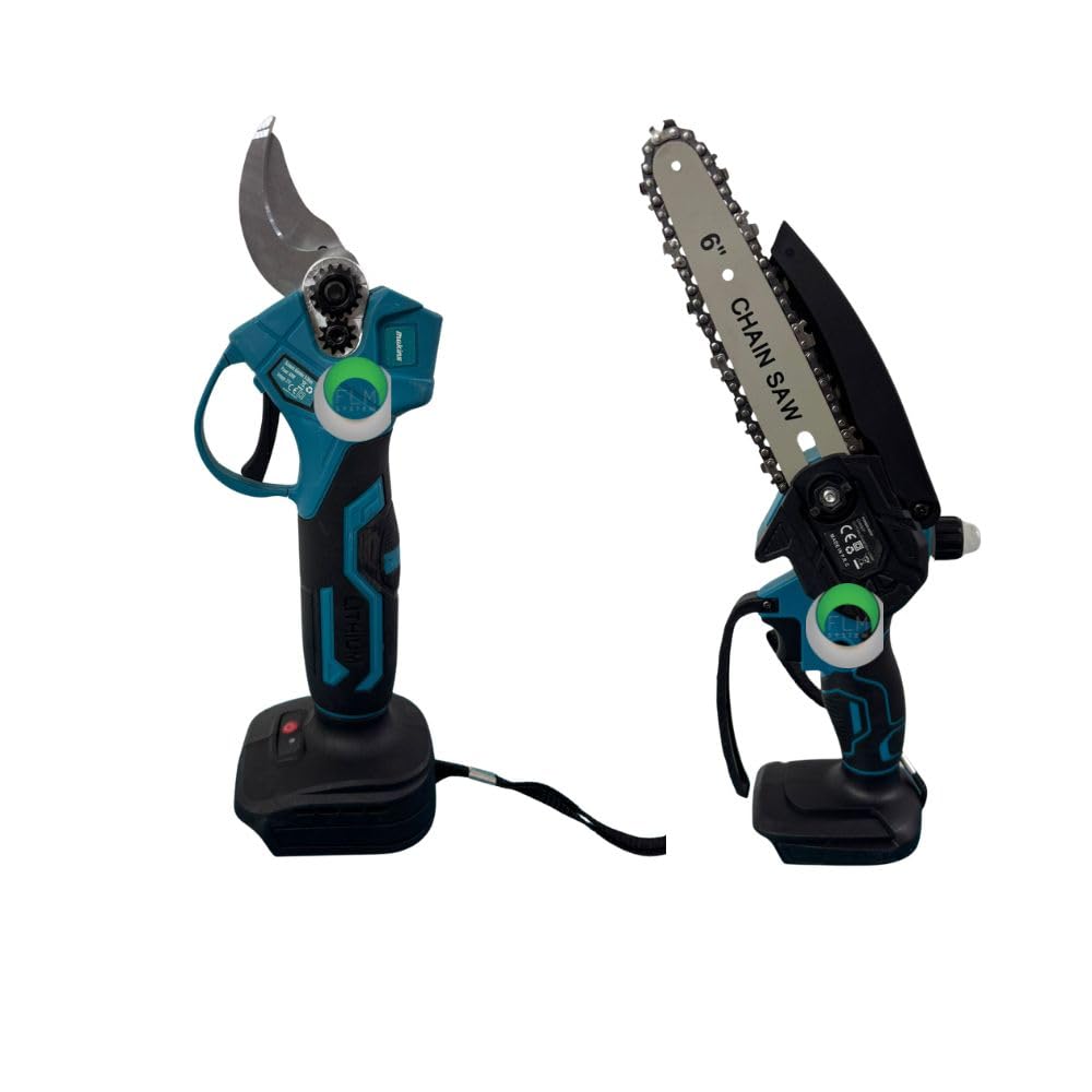 Kit Forbici da Potatura a Batteria 48V + Motosega a Batteria – Set Potatura Professionale con 2 Batterie 2000mAh, Cesoie Elettriche per Rami e Mini Motosega da Potatura