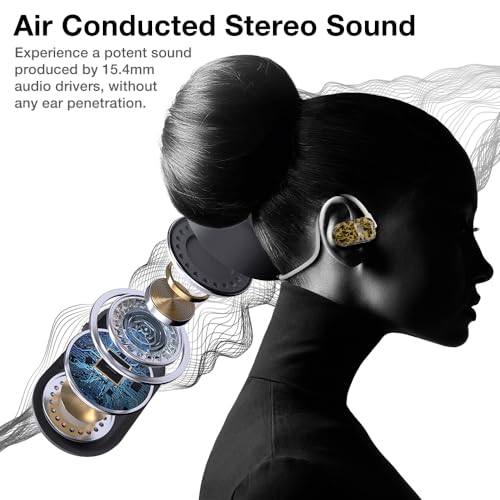Image of Purity Air Open Ear Headphones - True Air Conduction Wireless Bluetooth Open Ear Earbuds with Dual Mic for iPhone /Android - Secured Long Wearing Comfort, Sports Sweat Resistant (DTCE165)