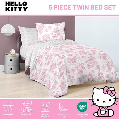 Image of Jay Franco Comforter Set Includes Sheets and Pillow Covers - Soft and Cozy Bed Set for Stylish Room Decor, Official Licensed Product, Multi - Hello Kitty, 5 Piece Twin