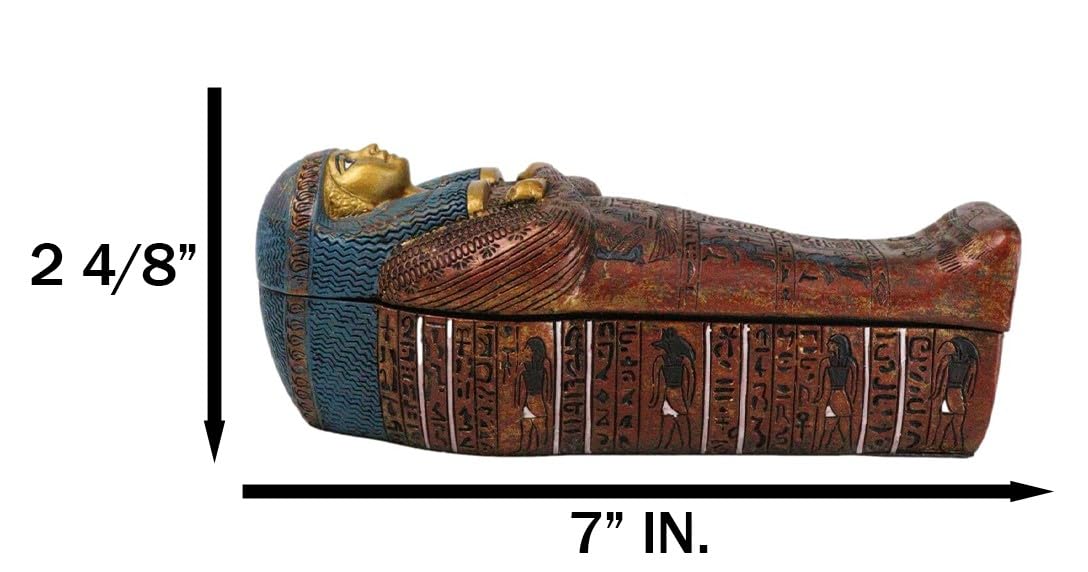 Ebros Ancient Egyptian Civilization Maatkare Hatshepsut The Great Royal Queen of Pharaoh Thutmose Sarcophagus Coffin with Embalmed Mummy Mini Figurine 3 Piece Set 7" Long Pyramid Relic - Image 2