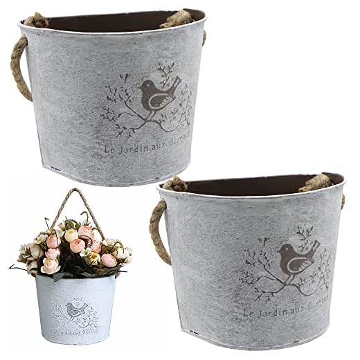 Maceta Colgantes Metal Florero Pared - Semicirculares Colgar Macetas Balcon Flor Colgante para Interiores Exteriores Decoración de Pared del Hogar Patio Jardín Hierbas Suculentas, Juego 2