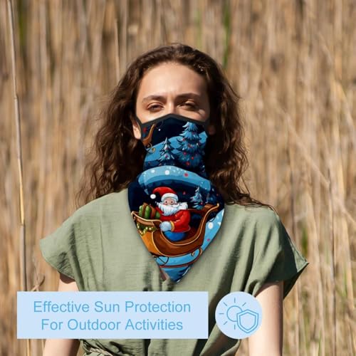 4 Pack Christmas Sleigh Neck Gaiter Face Cover Scarf, Breathable Sun & Wind-proof for Skiing Fishing Hiking Cycling3