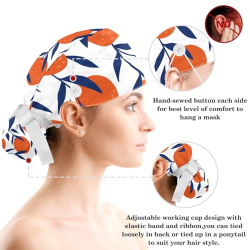 Image of Red Blooming Rose Flowers Black Working Cap with Scrunchy and Ribbon Tie for Women, Long Hair