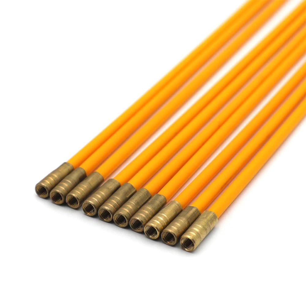 10PCS Varillas de Cable Varillas eléctricas con Gancho y Kit de Orificio Fibra de Vidrio Conexión eléctrica Kit de tracción de Cinta pasacables - Diámetro del Cable 4 mm Longitud 330 mm