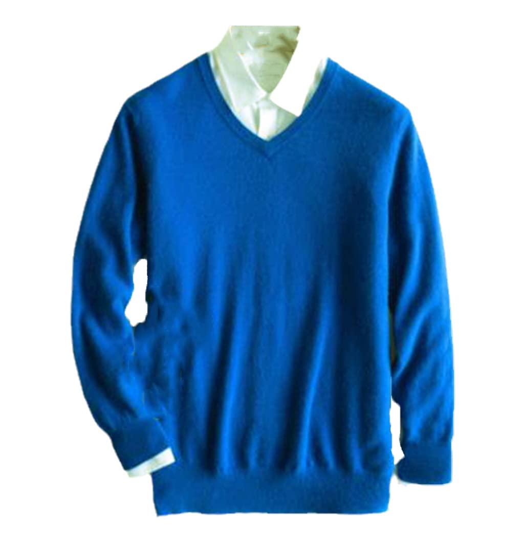 Hamthuit Męski sweter kaszmirowy na jesień i zimę sweter męski sweter sweter męski sweter sweter męski, Dekolt w serek, niebieski, M