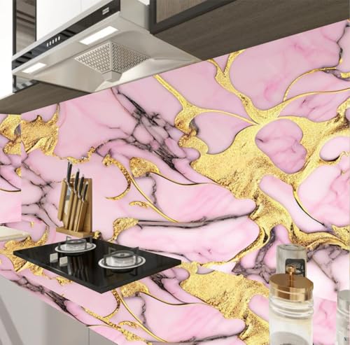 Image of D-fix Marble Peel and Stick Wallpaper for Home Decor, Waterproof Self-Adhesive Wall Stickers for Kitchen, Bathroom, Living Room - Wall Paper (60X200 CM (Golden Line)