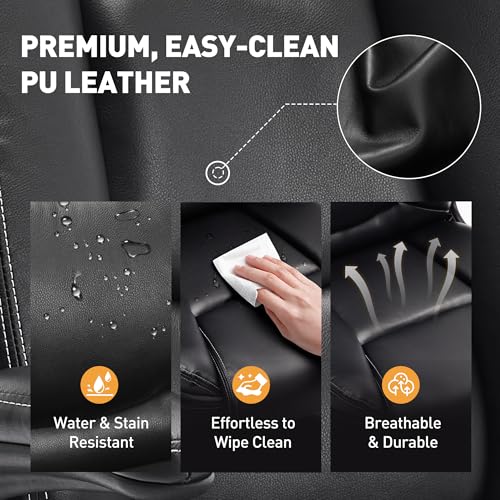 Ergonomic PU Leather Office Chair with Flip-Up Armrests, Reclining Backrest, Adjustable Height & Tilt Tension, Thick Padded Seat, Breathable Leather, 300LBS Capacity Executive Desk Chair,Black - Image 7