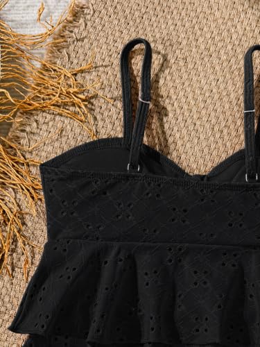 Image of SHENHE Girl's 2 Piece Tankini Swimsuit Ruffle Flounce Bathing Suit Eyelet Embroidery Swimwear