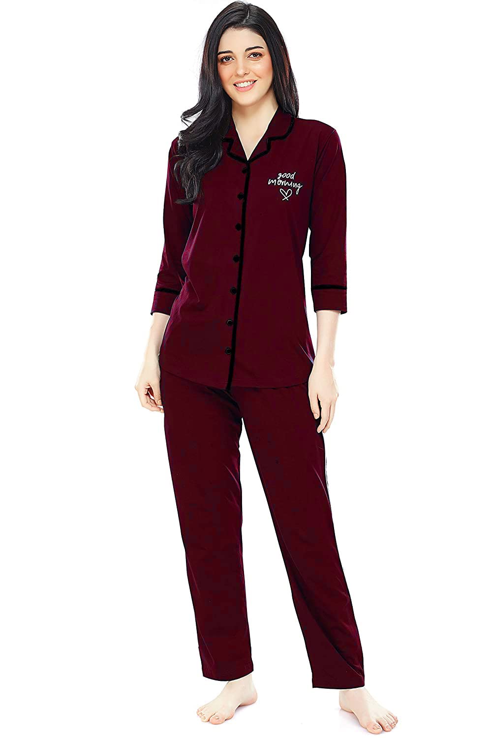 Night Suits for Women || Night Dresses for Women || Night Dress ||Night Suit || Night Suit for Women || Night wear for Women || Night wear for Women Set (L, Maroon)