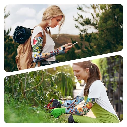 Mangas de jardineria YPHCDO contra espinas y sol con agujero para el pulgar para hombre y mujer 6