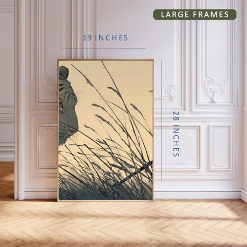 Image of Gamya Framed Japan Samurai Theme Wall Painting Posters For Office, Living Room, Bedroom Wall Decor - Japanese Japandi Samurai Aesthetic Room Decor (Tiger & Samurai (B), 19x29 Inches, Framed)