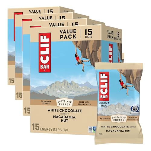 Image of CLIF BAR - Energy Protein Bars - White Chocolate Macadamia Nut - Made with Organic Oats - Energy Bars - Non-GMO - (15 Count) (Pack of 4)
