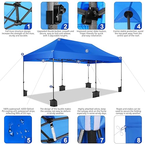Image of COBIZI 10x20 Heavy Duty Pop Up Canopy Tent with 6 Sidewalls, Uranus