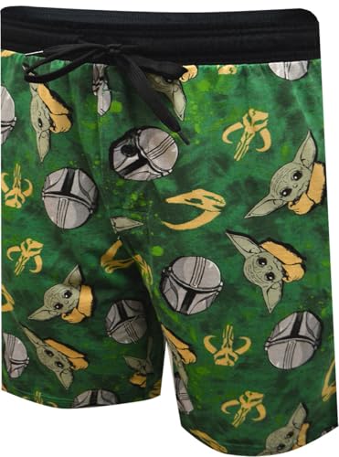 Star Wars The Mandalorian Grogu and Mando Tie-Dye Jam Shorts