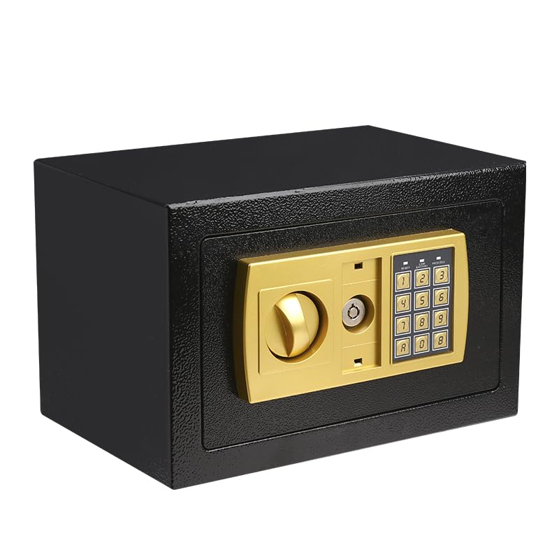 New 10.8L Safe for Home Use, Digital Cash Box with Password and Key, Suitable for Storing Cash, Documents, Jewelry, and Passports at Home, Business, Office, or Hotel (Black-10.8L)