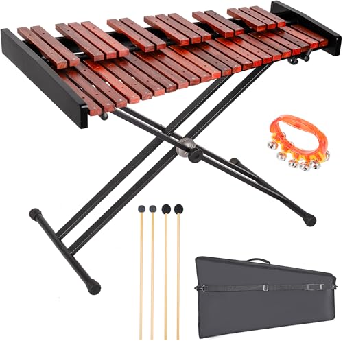Image of 37-Note Xylophone Wooden Xylophone Professional Marimba Glockenspiel with Adjustable Stand - Premium Musical Instrument Includes 4 Mallets, Hand Bell & Bag