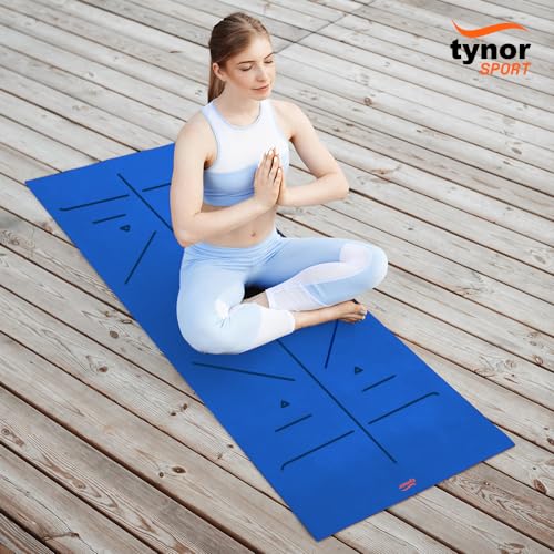 Image of Tynor Yoga Mat TPE, Non-Slip, Eco-Friendly Exercise, Workout & Fitness Mat for Men & Women, Home, Gym & Outdoor Use | Durable, Foldable & Cushioned Support With Carry Bag (Blue, 6MM Thick, 1 Unit)