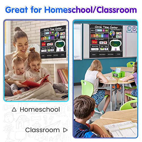 Auchq Circle Time Learning Center Pocket Chart, Heavy-Duty Kids Calendar for Classroom, Educational Pocket Chart Learning Calendar Weather Letter Counting Rhyme Color Shape(Black) - Image 6