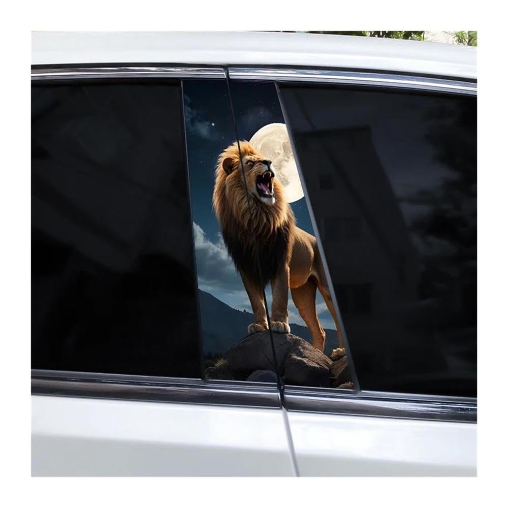 Body Parts 2pcs Lion Full Moon Car B-Pillar Waterproof Decal DIY Cover Scratches(B)