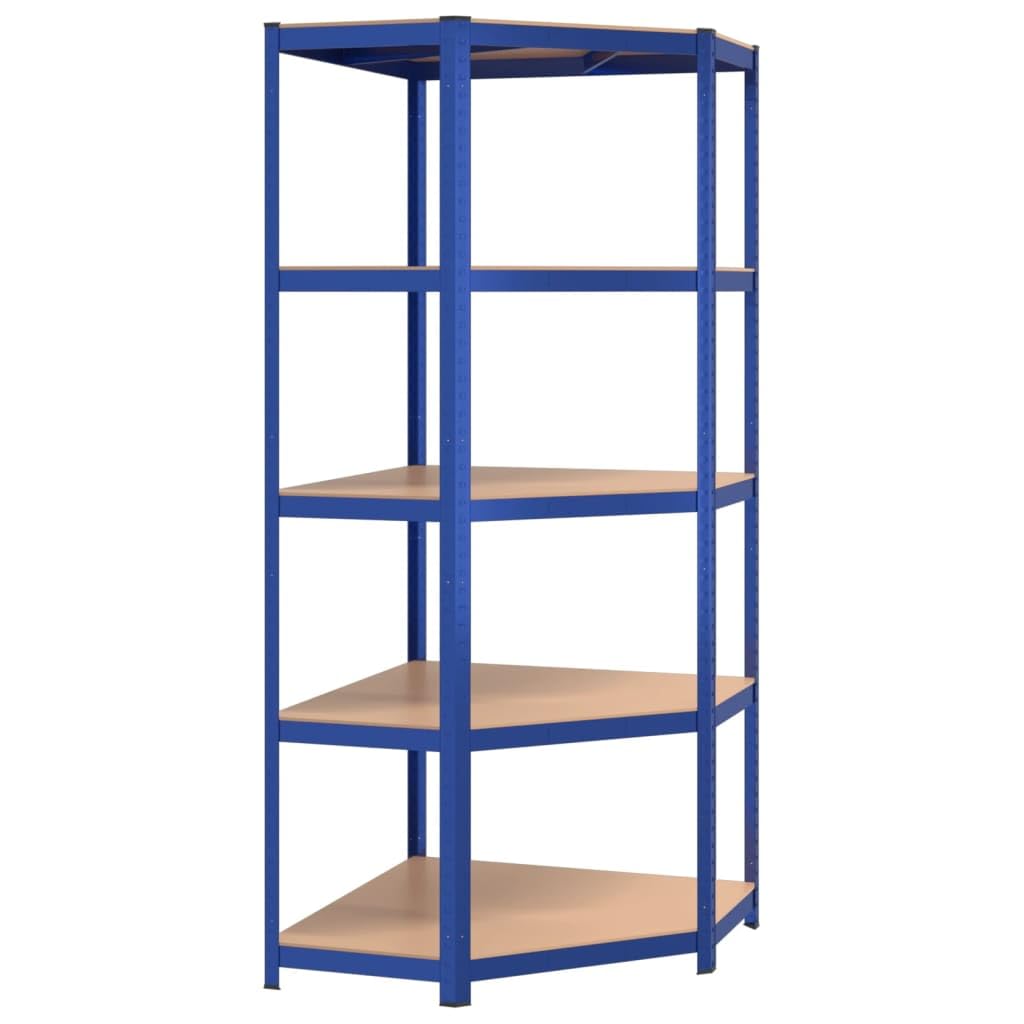 Générique Étagère d'angle à 5 Niveaux Bleu Acier et Bois d'ingénierie,Entreprise & Industrie,Stockage Industriel,Étagères industrielles,Bleu,17.64 KG,152873