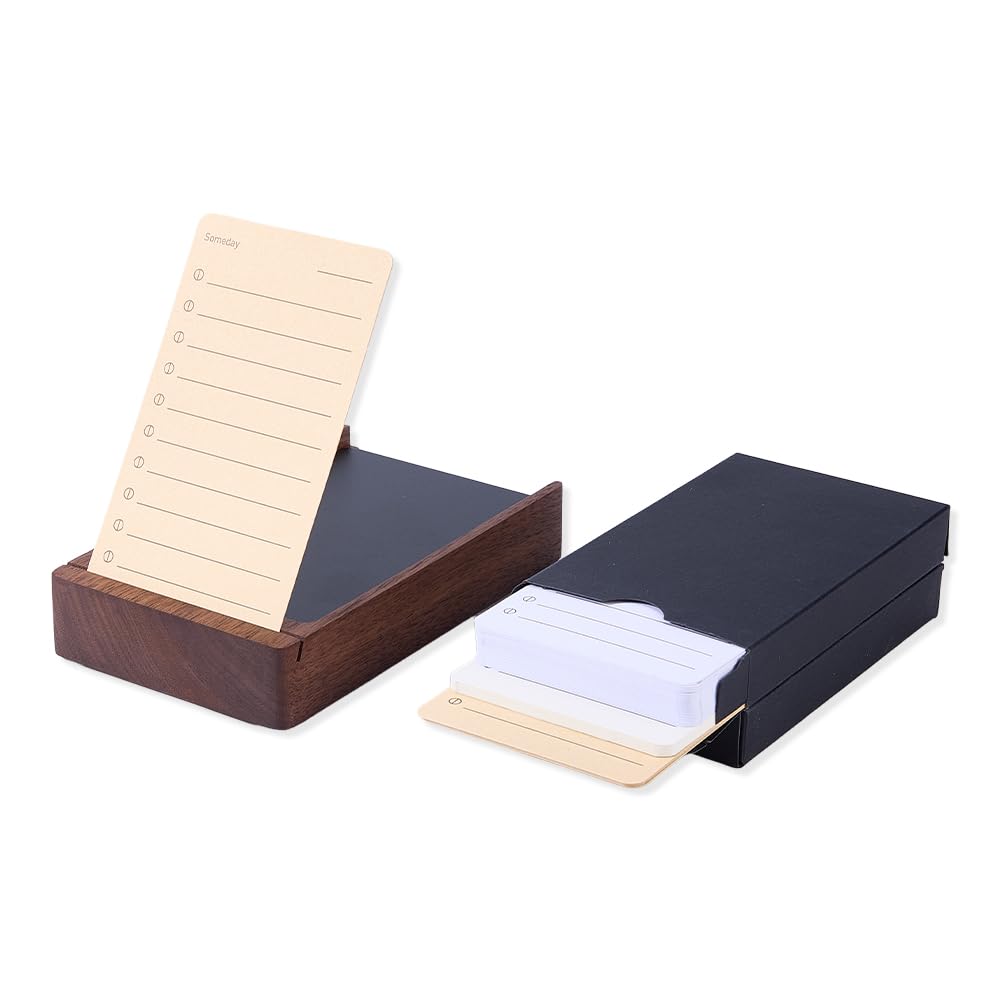 DICOSMETIC Daily To Do List Planner 100 ToDo Checklist Cards with Wooden Stand Undated Daily Planner Notepad Productivity System Planners Notebook Work Office Accessories, Coconut Brown