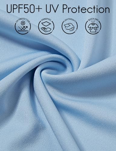 Men's Rash Guard Shirts Swim Shirts UPF 50+ UV Sun Protection Long Sleeve Shirts Lightweight Quick Dry Light Blue S3