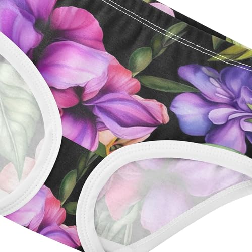 Girls Underwear Toddler 2t Cotton Girl Panties Cute Fancy Briefs Kids Undies Vibrant Purple Floral Green Leaves4