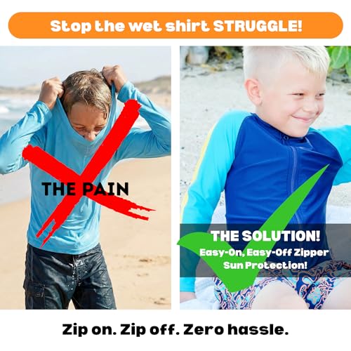 Image of SwimZip Boys' Long Sleeve Rash Guard & Swim Shorts Set - UPF 50+ Sun Protection
