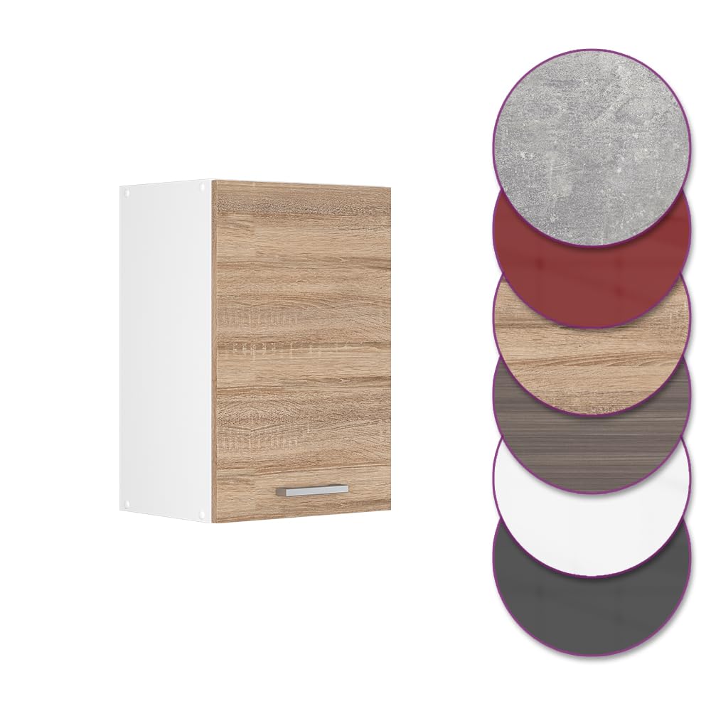 Vicco Pensile da cucina R-Line, Sonoma, 40 cm, per la libera combinazione all'interno di sistemi cucina modulari