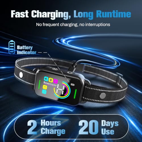 Image of Bark Collar for Large Medium Small Dogs - Smart AI 1S Stop Barking, Anti Barking Device & Dog Training Collar with Beep, Vibration | IP67 Waterproof 8-Level Sensitivity -Jet Black