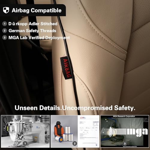 Image of EKR Rav4 Seat Covers Custom Fit for Toyota Rav4 (Hybrid) SE /XSE 2026, Car Seat Cover Full Set for SUV,Factory-Style Interior Upgrade, Easy-Wipe Protection,Faux Leather(Beige)