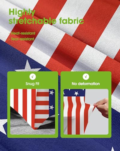 Image of Pureegg 4th of July USA 250th Anniversary Spandex Tablecloth 6ft - 2 Pack, Patriotic American Flag Fitted Stretch Table Cover for 6 ft Rectangle Table, Tablecloth for Independence Day Party