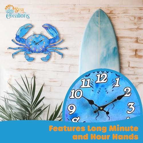 Sea Creations Wooden Wall Clock - Coastal, Nautical, and Beach Themed | Decorative and Aesthetic 14" Timepiece | Ideal Office or Home Decor | Living Room, Bedroom, or Beach House | Crab (Die Cut) - Image 5