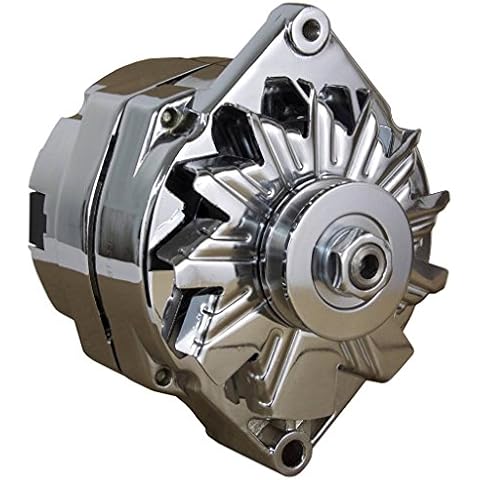 RAREELECTRICAL 110A Chrome Street Rod Gm High Output Alternator Compatible With 1-One Wire Self Exciting Energizing Cover