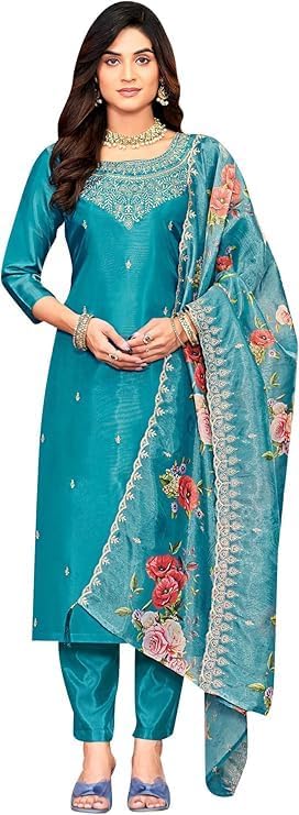 Robe indienne Navratri en bleu costume Shalwar Kameez de fête