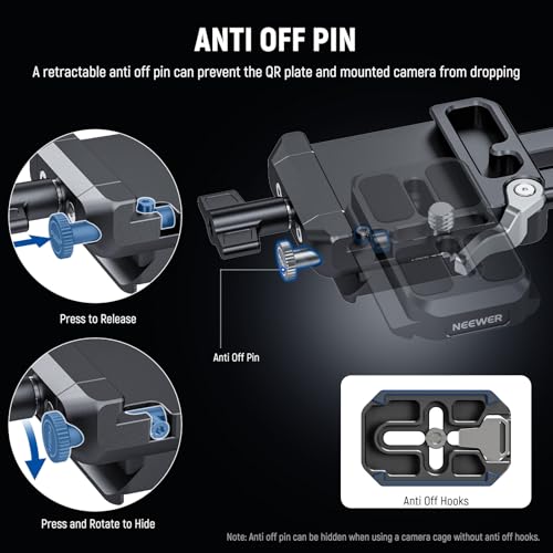 Image of NEEWER PS015 PRO V Mount Battery Plate with Arca Type Quick Release Plate & Cleaning Cloth, Foldable V Lock Mounting Adapter for NEEWER PS099E Compatible with DJI RS4 RS3 Gimbal Camera Cage Video Rig