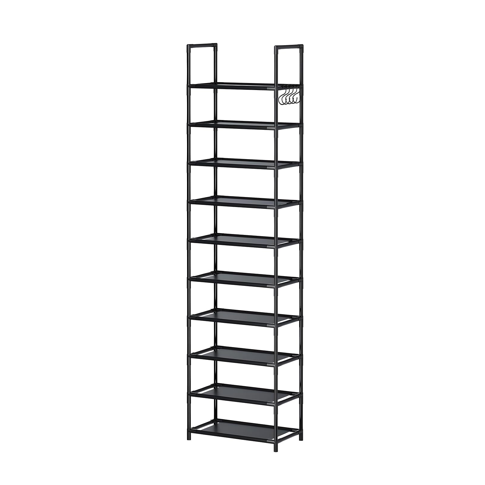 Cuandte 10 Tier Shoe Rack, Tall Narrow Shoe Rack for 20-25 Pairs of Shoes, Removable Stackable Metal Shoe Storage Rack, Non-Woven Fabric Shelves, Easy to Assemble, for Closet Entryway Bedroom