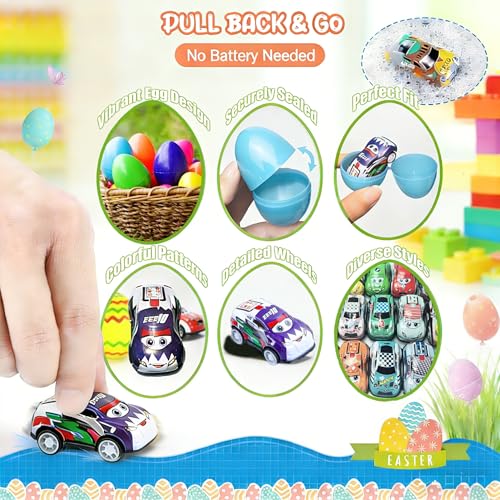 24 Pack Carros de Carrera para Pascua Mini Pull Back miniatura 3
