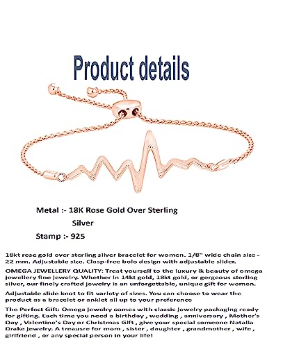 Heartbeat Adjustable Charm Bolo Bracelet In 18K Gold Plated 925 Sterling Silver | Heartbeat Bracelet2