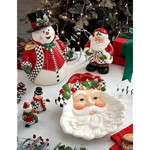 Spode Christmas Tree Black & White Santa Candy Jar - 8-Inch Ceramic Candy Storage Jar with Lid - Decorative Christmas Cookie Container for Holiday Kitchen Counter Displays, Treats, and Gifts Spode Christmas Tree Black White Santa Candy Jar 8 Inch Ceramic Candy Storage Jar with Lid Decorative Christmas Cookie Container for Holiday Kitchen Counter Displays Treats and Gifts