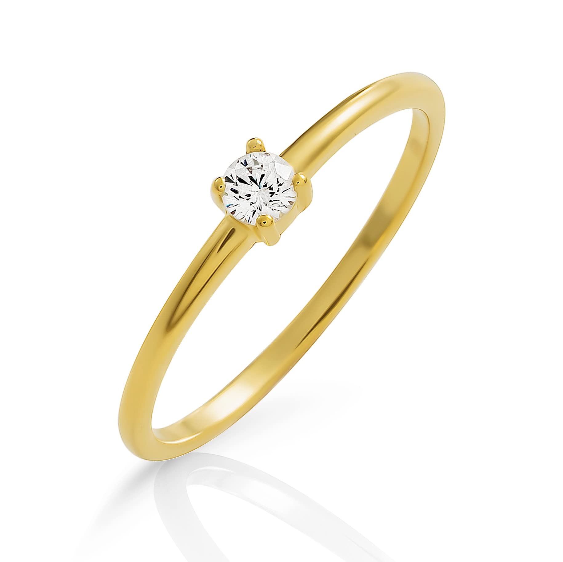 Orphelia 925 Silver Ring Gold Plated with zirconio Size 54, 14, Metallo, Zirconia cubica