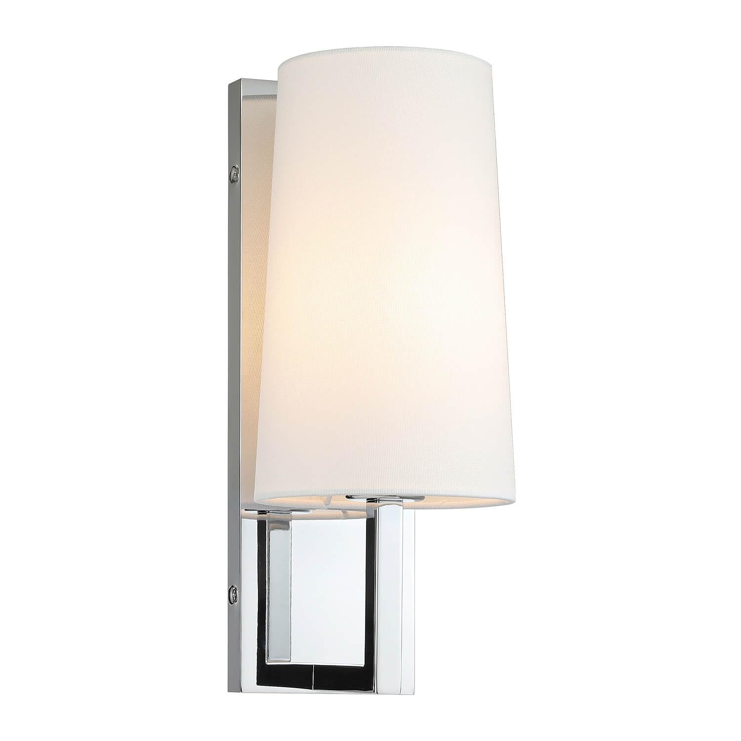 XiNBEi Chrome Wall Light Modern Bedroom Wall Lamp, E27 Indoor Fabric Shade Wall Sconce for Living Room Bedside Hallway Hotel NL-W401-CH