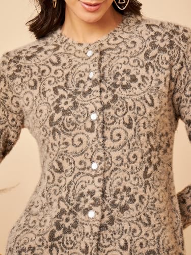 Image of Modeve Women Floral Print Round Neck Sweater for Winter||Winterwear||