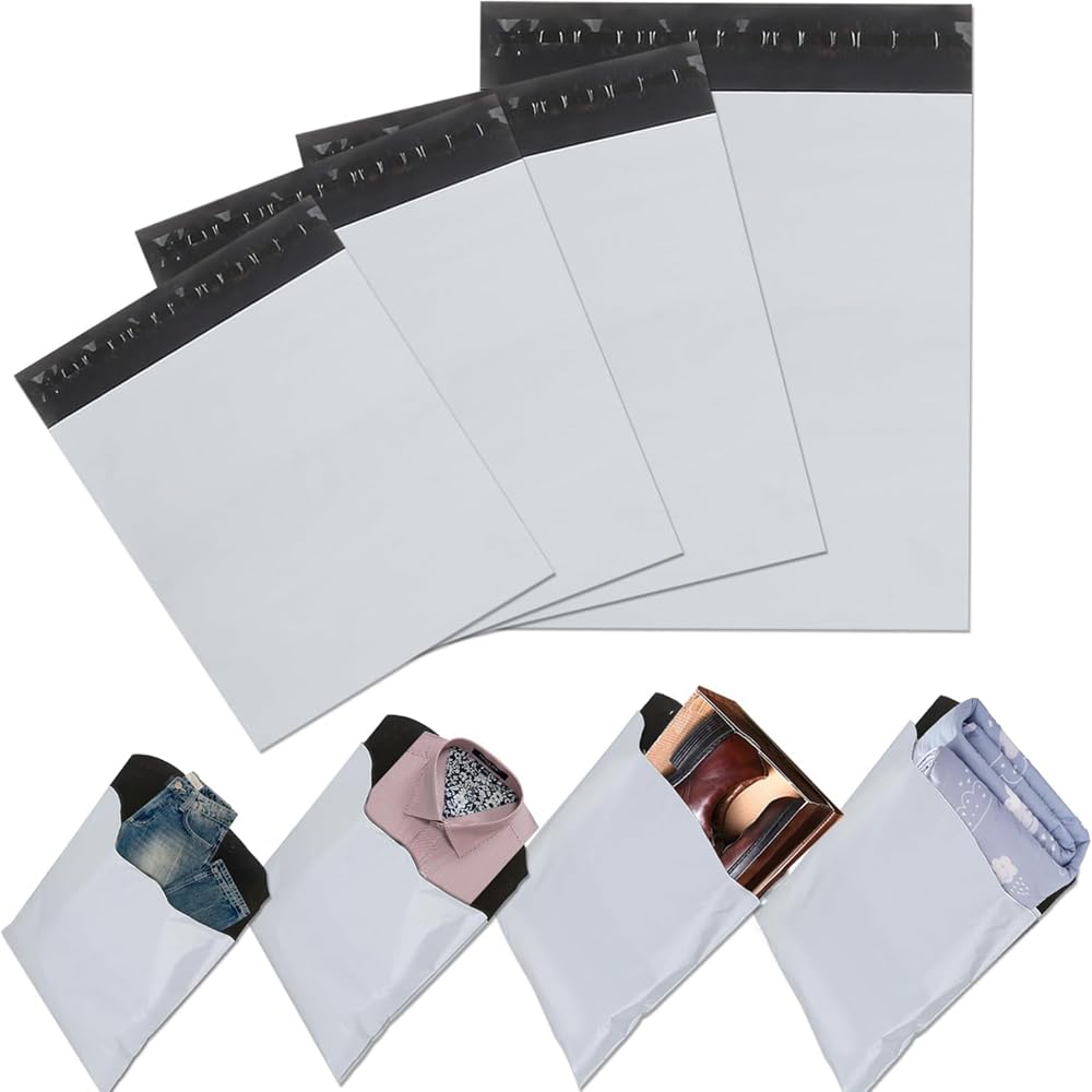 YIJIA | 100 Bolsas 35x45CM Polietileno Blancas para Envíos, Sobres de Correo, Bolsas de Plástico de Envío Autoadhesivas