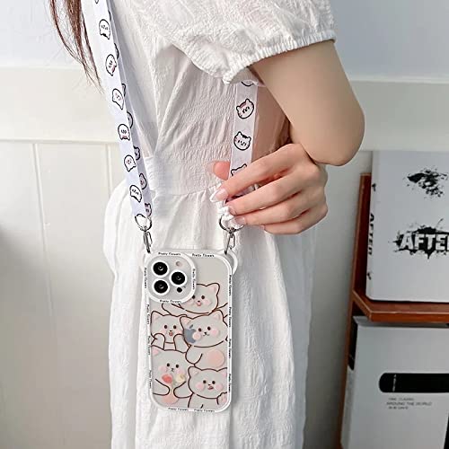 Kawaii Cute Korean Style Flower Cat Crossbody Lanyard Protective Phone Case/Phone Leash/Phone Strap/Phone Accessory/Festival Essential For 13 Pro Max #TOP6