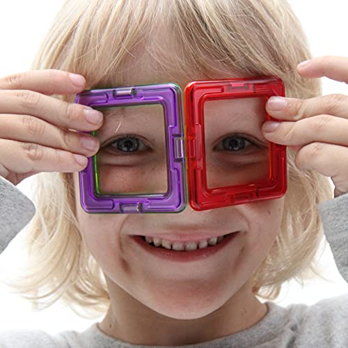 14-piece Magnetic Construction Tiles Toy. STEM Teaching Resource. With 6 Squares and 8 Triangles. Magnetic Tiles For Children Aged 3+. - Lego - Immagine 2