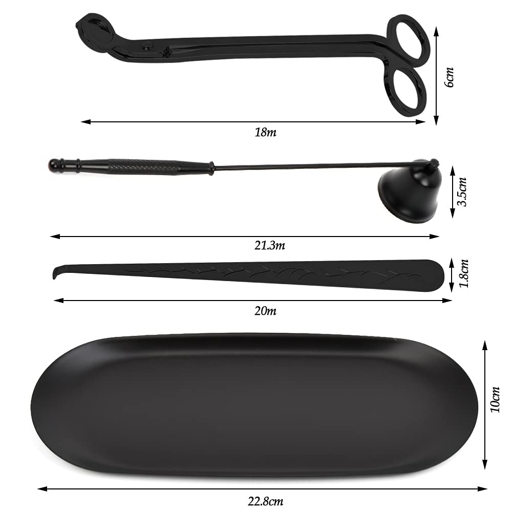 3 Stück Edelstahl Kerzenlöscher – Dochthaken Zum Sicheren Löschen Von Kerzen, Schwarz, 20,5 Cm