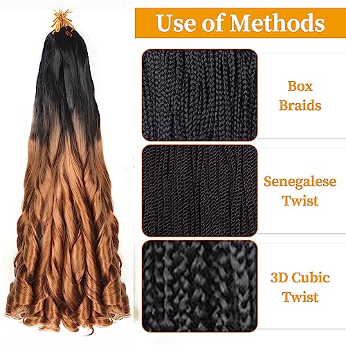 French Curly Braiding Hair 22 Inch 8Pack/lot Loose Wavy Spiral Curl Braids Crochet Hair Deep Wave Synthetic Extensions Pre Stretched Bouncy Braiding Hair(1B/30) - Image 3