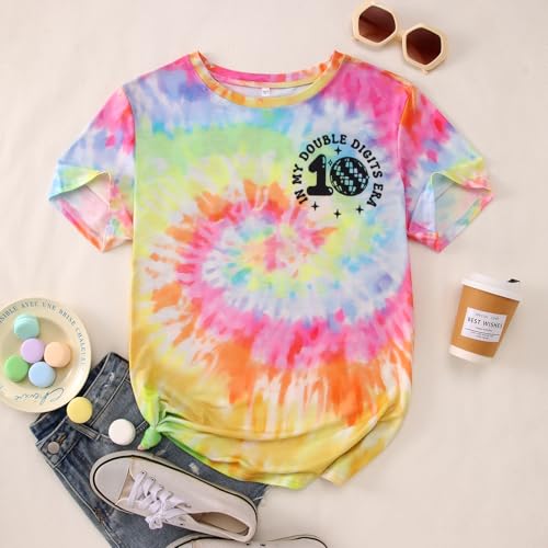 Image of IZYJOY in My Double Digits Era Shirts Girls 10th Birthday T-Shirts 10 Years Old Birthday Party Short Sleeve Summer Tee Tops
